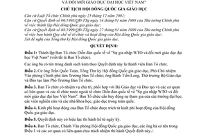 Quyết định 65/QĐ-HĐGD thành lập Ban Tổ chức Diễn đàn quốc tế  "Sự gia nhập WTO đổi mới giáo dục đại học Việt Nam"