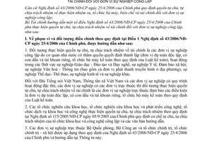 Thông tư 71/2006/TT-BTC nhiệm vụ, tổ chức bộ máy, biên chế tài chính đơn vị sự nghiệp công lập hướng dẫn thực hiện Nghị định 43/2006/NĐ-CP