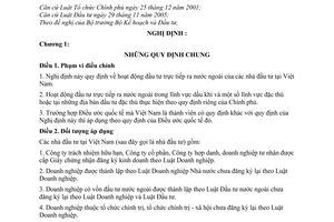 Nghị định 78/2006/NĐ-CP đầu tư trực tiếp ra nước ngoài