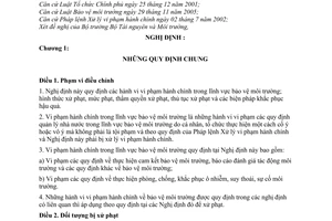 Nghị định 81/2006/NĐ-CP xử phạt vi phạm hành chính trong bảo vệ môi trường