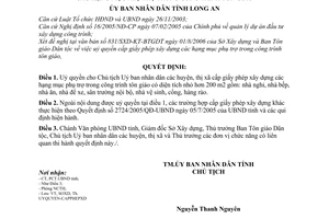 Quyết định 1992/QĐ-UBND uỷ quyền Ủy ban nhân dân các huyện, thị xã cấp giấy phép xây dựng các hạng mục phụ trợ công trình tôn giáo