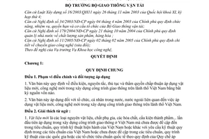 Quyết định 30/2006/QĐ-BGTVT áp dụng vật liệu mới, công nghệ mới xây dựng công trình giao thông Việt Nam