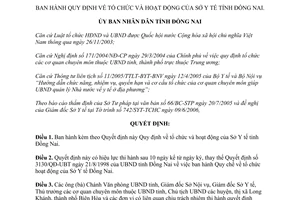 Quyết định 62/2006/QĐ-UBND tổ chức hoạt động Sở Y tế Đồng Nai