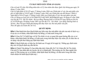 Quyết định 35/2006/QĐ-UBND mức thu một phần viện phí  dịch vụ y tế tại các cơ sở khám, chữa bệnh thuộc hệ thống y tế nhà nước trong tỉnh