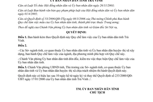 Quyết định 34/2006/QÐ-UBND Quy chế làm việc Ủy ban nhân dân Trà Vinh