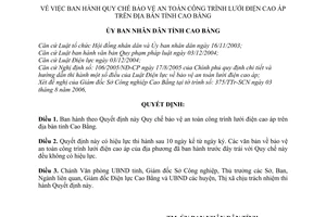 Quyết định 1599/2006/QĐ-UBND Quy chế bảo vệ an toàn công trình lưới điện cao