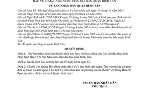 Quyết định 3805/2006/QĐ-UBND Quy chế hoạt động Ban chỉ đạo thực hiện Pháp lệnh Bảo vệ bí mật Nhà nước quận Bình Tân