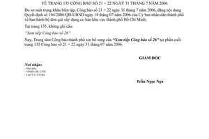 Quyết định 01/QĐDC-CB đính chính trang 135 công báo số 21,22 ngày 31/7/2006
