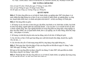 Quyết định 187/2006/QĐ-TTg tổng điều tra cơ sở kinh tế, hành chính, sự nghiệp 2007