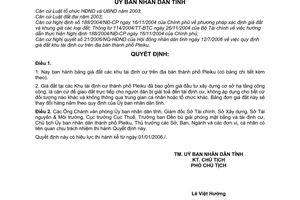 Quyết định 64/2006/QĐ-UBND  bảng giá đất khu tái định cư thành phố Pleiku