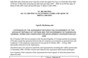 Thông báo 04/2006/TB-LPQT gia hạn điều ước quốc tế hai bên