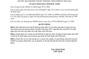 Quyết định 100/2006/QĐ-UBND Quy định phân cấp quản lý ngân sách