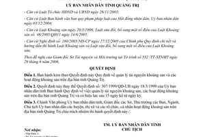 Quyết định 70/2006/QĐ-UBND Quy định quản lý tài nguyên khoáng sản