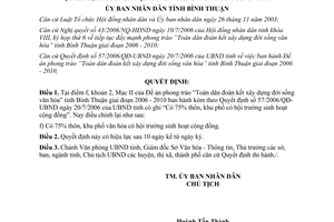 Quyết định 67/2006/QĐ-UBND sửa đổi quyết định 57/2006/QĐ-UBND Bình Thuận