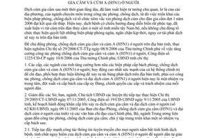 Chỉ thị 27/2006/CT-UBND phòng chống dịch cúm gia cầm AH5N1 người Quảng Nam