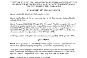 Quyết định 2392/QĐ-UBND năm 2006 bãi bỏ Quyết định 1605/2006/QĐ-UBND Quảng Ninh