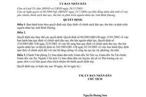 Quyết định 199/2006/QĐ-UBND chính sách đào tạo thu hút phát triển nguồn nhân lực