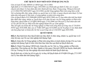 Quyết định 1944/2006/QĐ-UBND chức năng, nhiệm vụ, quyền hạn tổ chức bộ máy Chi cục Lâm Nghiệp tỉnh Quảng Ngãi