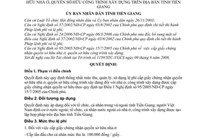 Quyết định 39/2006/QĐ-UBND thu, quản lý sử dụng lệ phí cấp giấy chứng nhận quyền sở hữu nhà ở, quyền sở hữu công trình xây dựng tỉnh Tiền Giang