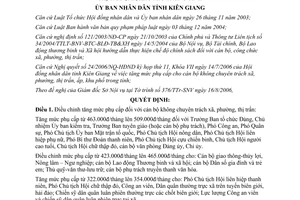 Quyết định 23/2006/QĐ-UBND mức phụ cấp cho cán bộ không chuyên trách Kiên Giang