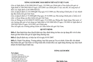 Quyết định 191/QĐ-BHTG7  Quy định thông tin báo cáo áp dụng