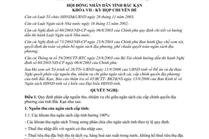 Nghị quyết 15/2006/NQ-HĐND phân cấp nguồn thu chi giữa ngân sách các cấp