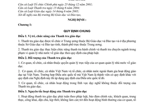 Nghị định 85/2006/NĐ-CP tổ chức hoạt động Thanh tra giáo dục