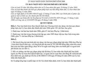 Quyết định 125/2006/QĐ-UBND Chương trình xây dựng văn bản pháp luật Ủy ban nhân dân thành phố 2006