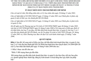 Quyết định 124/2006/QĐ-UBND Quy chế đấu thầu kinh doanh khai thác quản lý chợ loại 2,3 thành phố Hồ Chí Minh