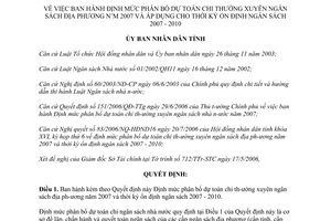 Quyết định số 46/2006/QĐ-UBND phân bổ chi thường xuyên ngân sách địa phương 2007 Tuyên Quang