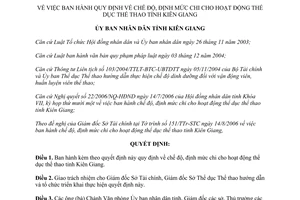 Quyết định 28/2006/QĐ-UBND chế độ định mức chi hoạt động thể dục thể thao Kiên Giang