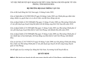 Quyết định 1714/QĐ-BGTVT phê duyệt quy hoạch chi tiết cảng trung chuyển