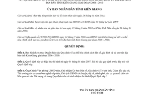 Quyết định 26/2006/QĐ-UBND cụ thể hóa chính sách dân số gia đình trẻ em Kiên Giang 2006 2010