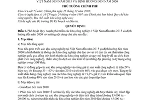 Quyết định 1107/QĐ-TTg Quy hoạch phát triển  khu công nghiệp Việt Nam đến 2015-2020