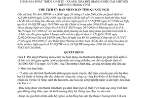 Quyết định 1966/QĐ-UBND Phương án tổ chức thanh niên tham gia phát triển KTXH, xóa đói giảm nghèo 6 huyện miền núi tỉnh Quảng Ngãi