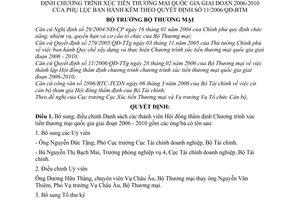 Quyết định 26/2006/QĐ-BTM danh sách thành viên Hội đồng thẩm định chương trình xúc tiến thương mại quốc gia 2006-2010