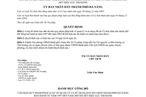 Quyết định 74/2006/QĐ-UBND danh mục 44 văn bản Đà Nẵng hết hiệu lực