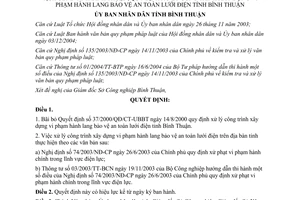 Quyết định 69/2006/QĐ-UBND xử lý vi phạm hành lang bảo vệ an toàn lưới điện Bình Thuận