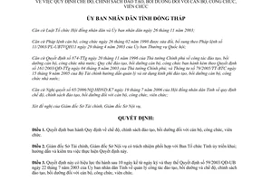 Quyết định 41/2006/QĐ-UBND chế độ chính sách đào tạo bồi dưỡng cán bộ công chức