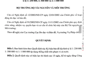 Quyết định 11/2006/QĐ-BTNMT  ký hiệu bản đồ địa hình tỷ lệ 1: 250 000, 1: 500 000 và 1: 1 000 000