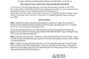 Quyết định 3862/QĐ-UBND điều chỉnh lộ giới đường Đồng Nai, phường 15, quận 10