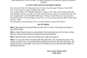 Quyết định 39/2006/QĐ-UBND quy chế tổ chức hoạt động thanh tra huyện Bình Chánh