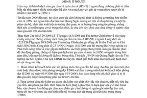 Chỉ thị 15/2006/CT-UBND tăng cường công tác phòng, chống dịch cúm gia cầm cúm A H5N1 ở người Quảng Ngãi
