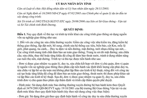 Quyết định 209/2006/QĐ-UBND quy định về thủ tục trình tự triển khai công trình