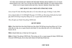 Quyết định 1325/QĐ-UBND năm 2006 Chế độ họp hoạt động Ủy ban nhân dân cơ quan chuyên môn Trà Vinh