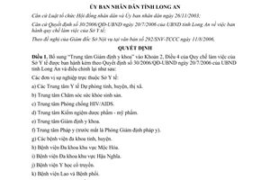 Quyết định 42/2006/QĐ-UBND bổ sung điều chỉnh quy chế làm việc Sở Y tế Long An