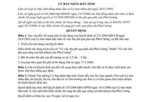 Quyết định 210/2006/QĐ-UBND sửa đổi phí qua sông cầu Phú Cường Bình Dương