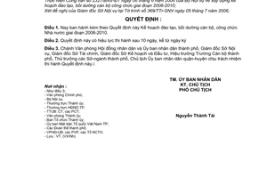 Quyết định 127/2006/QĐ-UBND kế hoạch đào tạo bồi dưỡng cán bộ, công chức Nhà nước 2006-2010