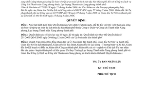 Quyết định 128/2006/QĐ-UBND chính sách, chế độ Đội viên tham gia công tác bảo vệ trật tự an toàn du lịch thành phố