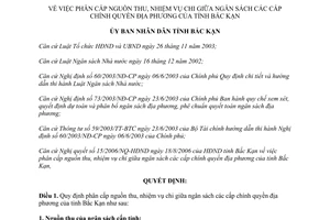 Quyết định 1727/2006/QĐ-UBND phân cấp nguồn thu nhiệm vụ chi ngân sách các cấp